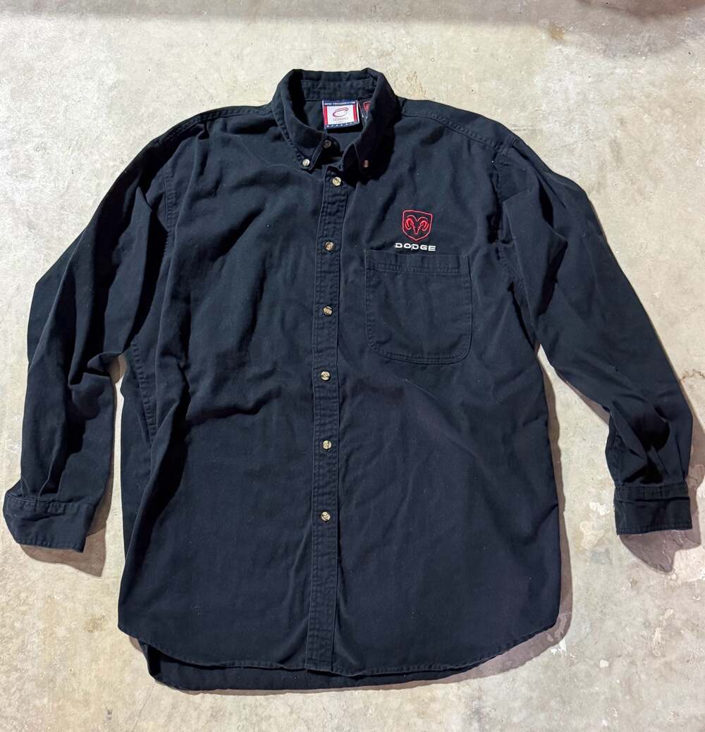 Cadre Athletic Dodge Ram Logo Long Sleeve Button Down Shirt XL